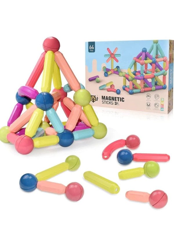 Magnetinės Kaladėlės (64 Dalių)
