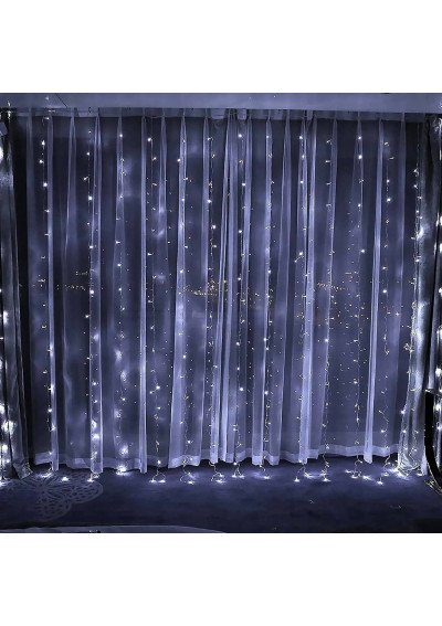 Vielinė Užuolaida-Girlianda 4x3m, 400 Šaltai Baltų LED | Pultelis, USB | Girlianda.lt