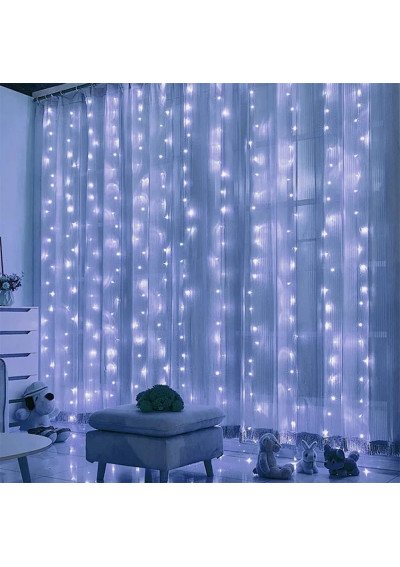 Vielinė Užuolaida-Girlianda 4x3m, 400 Šaltai Baltų LED | Pultelis, USB | Girlianda.lt