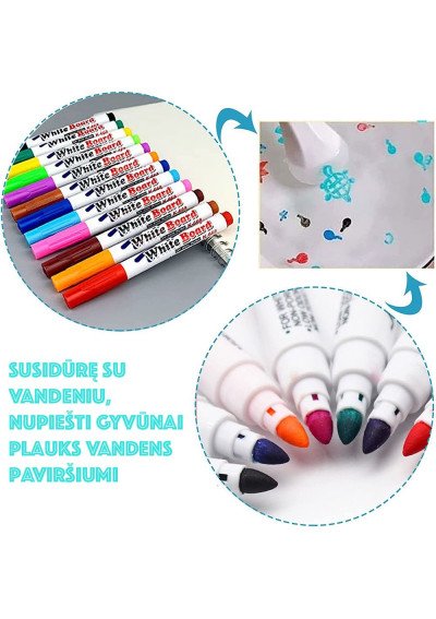 Plaukiojantys Flomasteriai Vaikams | Piešimas ant Vandens | Girlianda.lt