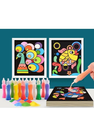Piešimas Smėliu „Mega“ Rinkinys | 27 Kortelės, 18 Spalvų | Vaikams nuo 3 m. | Girlianda.lt