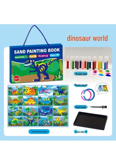 Smėlio Piešimas Dinozaurai (16 kortelių) | Lavinamasis Žaidimas | Girlianda.lt
