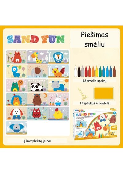 Smėlio Piešimas Gyvūnai (16 kortelių) | Kūryba Vaikams | Girlianda.lt
