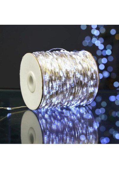 50m Vielinė Girlianda 500 LED | Šaltai Balta, Skaidrus Laidas | Girlianda.lt