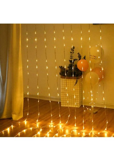 Laidinė Girlianda Užuolaida "Krioklys" 3x3m | 480 Šiltai Baltų LED | Girlianda.lt