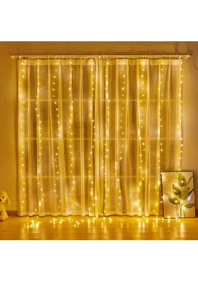 Laidinė Girlianda Užuolaida 3x2m Šiltai Balta | 200 LED, USB | Girlianda.lt