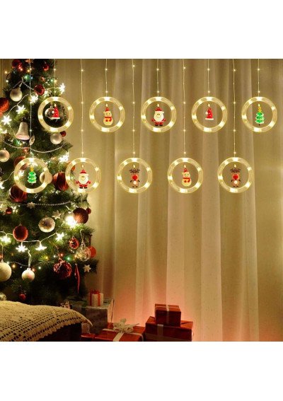 Girlianda Užuolaida „Kalėdų Senelis“ | Šiltai Balta | USB, Pultelis | Girlianda.lt