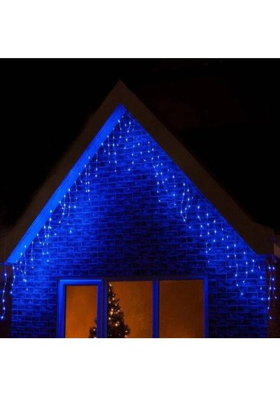 Mėlyna lauko girlianda Varvekliai 300 LED | 15 metrų namo papuošimas