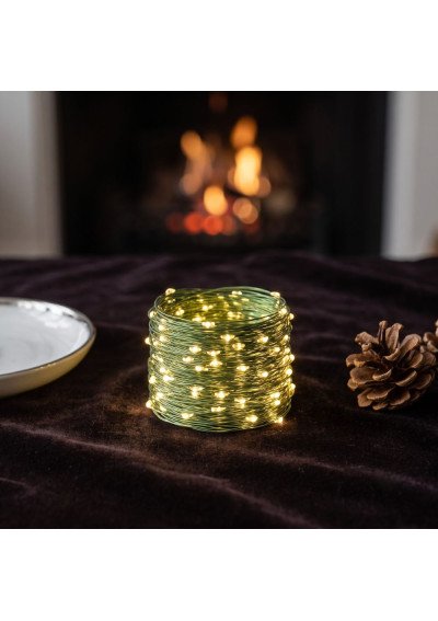 Šiltai balta IP44 vielinė LED girlianda Rasa 500 LED 50m pakuotėje