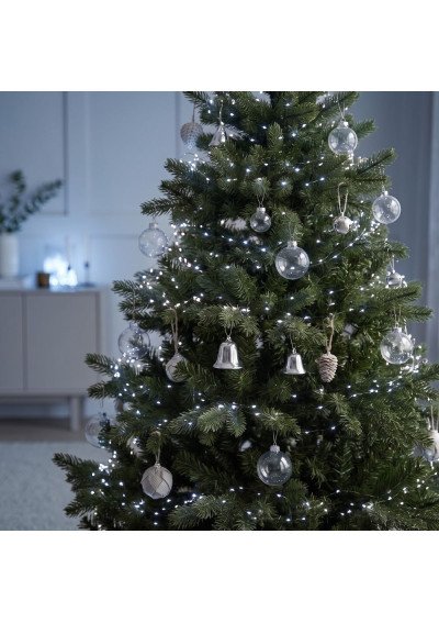 Išvyniota 100 metrų smulki lauko girlianda Rasa su 1000 šaltai baltų micro LED lempučių IP44