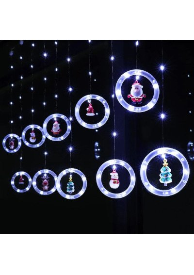 Girlianda Užuolaida „Kalėdų Senelis“ | Šaltai Balta | USB, Pultelis | Girlianda.lt