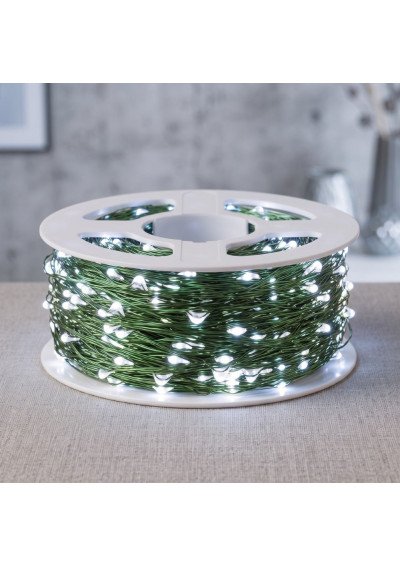 Šaltai balta IP44 vielinė LED girlianda Rasa 500 LED 50m pakuotėje
