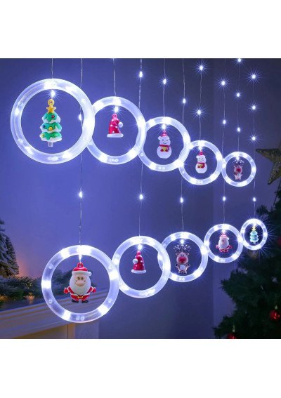 Girlianda Užuolaida „Kalėdų Senelis“ | Šaltai Balta | USB, Pultelis | Girlianda.lt