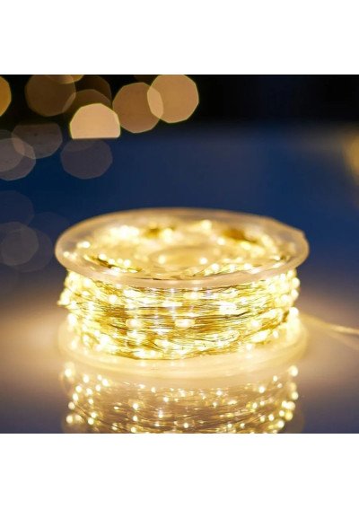 Vielinė LED Girlianda 50m, 500 Šiltai Baltų LED | Pultelis | Girlianda.lt