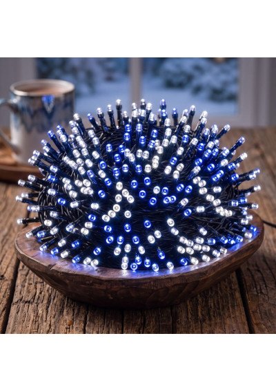 Mėlyna 63m lauko LED girlianda su blykstės funkcija 1000 LED IP44 pakuotėje