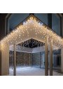 Šiltai balta 22m LED girlianda varvekliai baltu laidu su blykste 500 LED IP44 pakuotėje