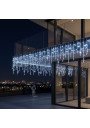 Šaltai balta 22m LED girlianda varvekliai baltu laidu su blykste 500 LED IP44 pakuotėje