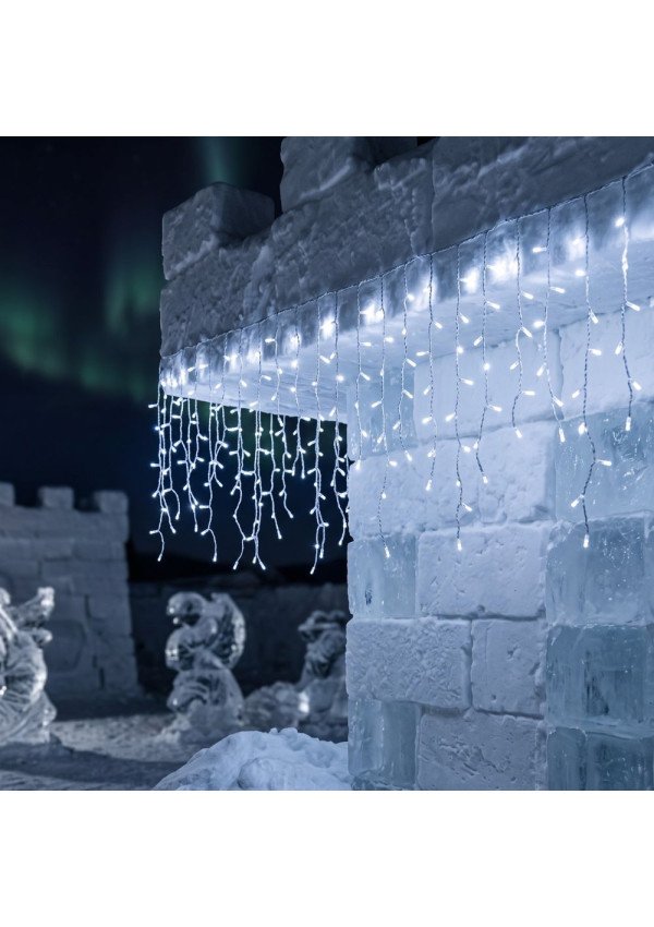 Girlianda-varvekliai su blykste 15m. 300LED šaltai balta