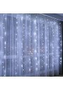Standartinio 2 metrų aukščio lango dekoras šaltai baltu LED lempučių kaskados tinklu 3x2m