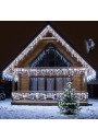 Šaltai baltos lauko girliandos Varvekliai 500 LED krentančios gijos ant namo stogo krašto